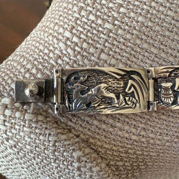 VTG 1980'S Navajo Tommy Jackson Storyteller 925 Sterling Silver Braclet 32 Grams - Picture 15 of 16
